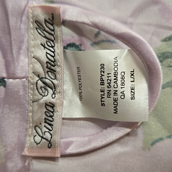 Linea Donatella Pink And Floral Satin Robe - Picture 4 of 4